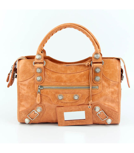 Balenciaga Motorcycle City Bag in pelle Luce Orange Oil (Whit